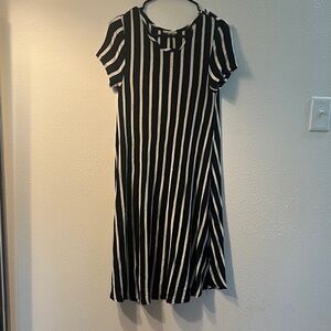 Pinc Black and White Striped Dress